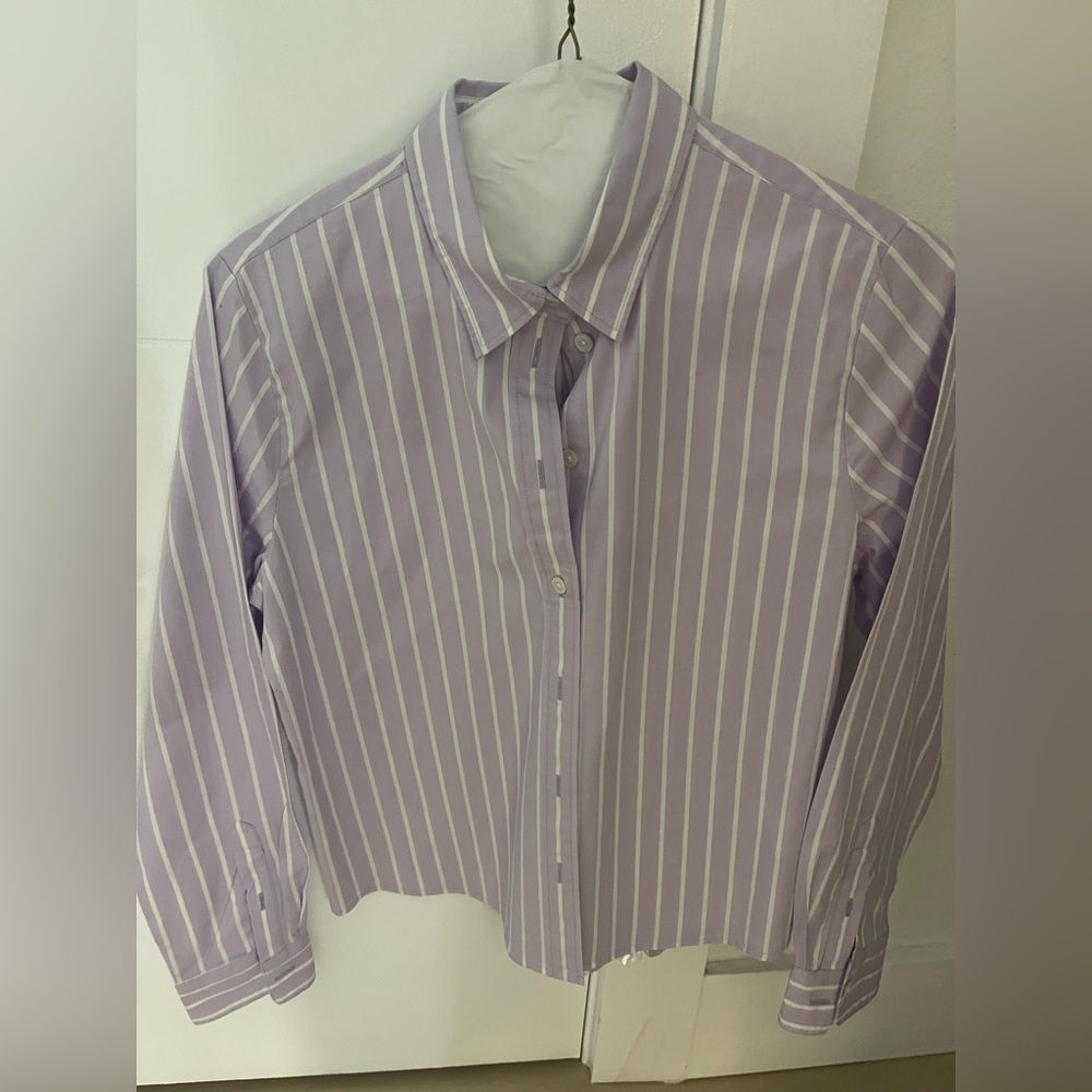 J.crew women’s XS Striped Purple button down Shirt.